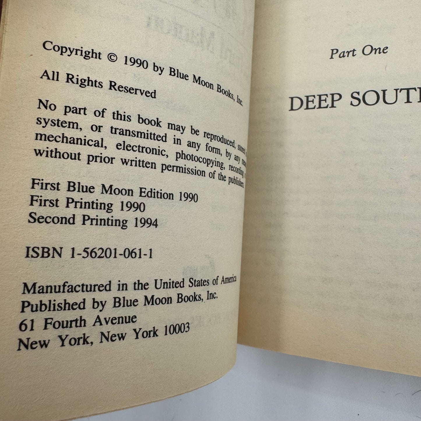 Deep South by Richard Manton (Blue Moon Books - 1994)