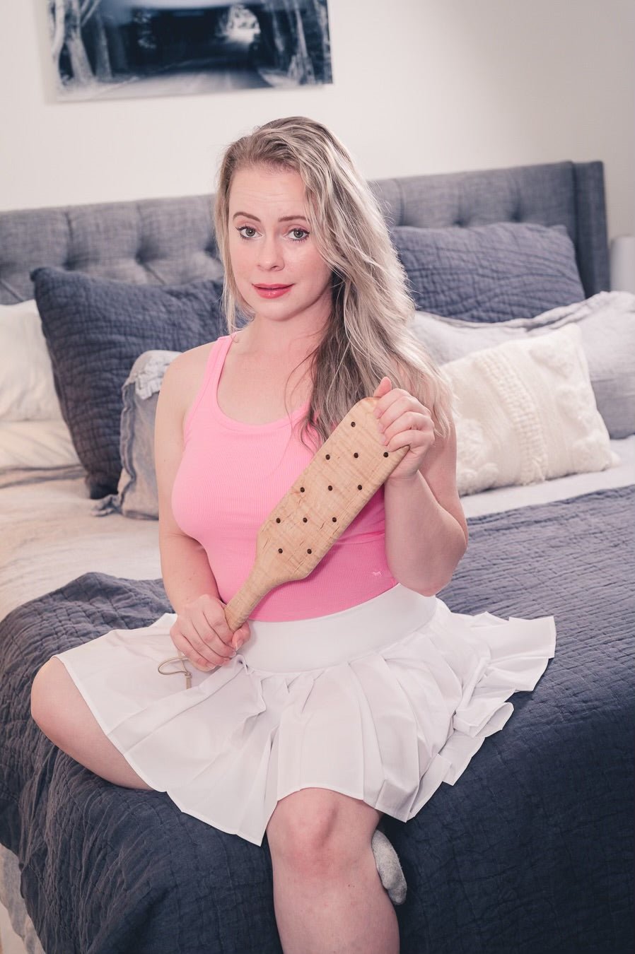 Stevie Rose's Sorority Paddle by LRS - hardwood spanking paddle with blister holes - a simple and elegant spanking toy